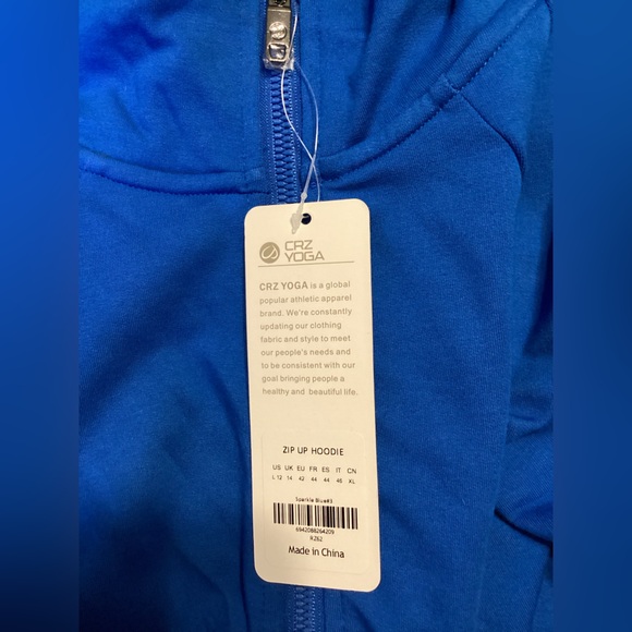NWT CRZ YOGA Fleece Zip Cropped Hoodie Size L - Picture 11 of 12
